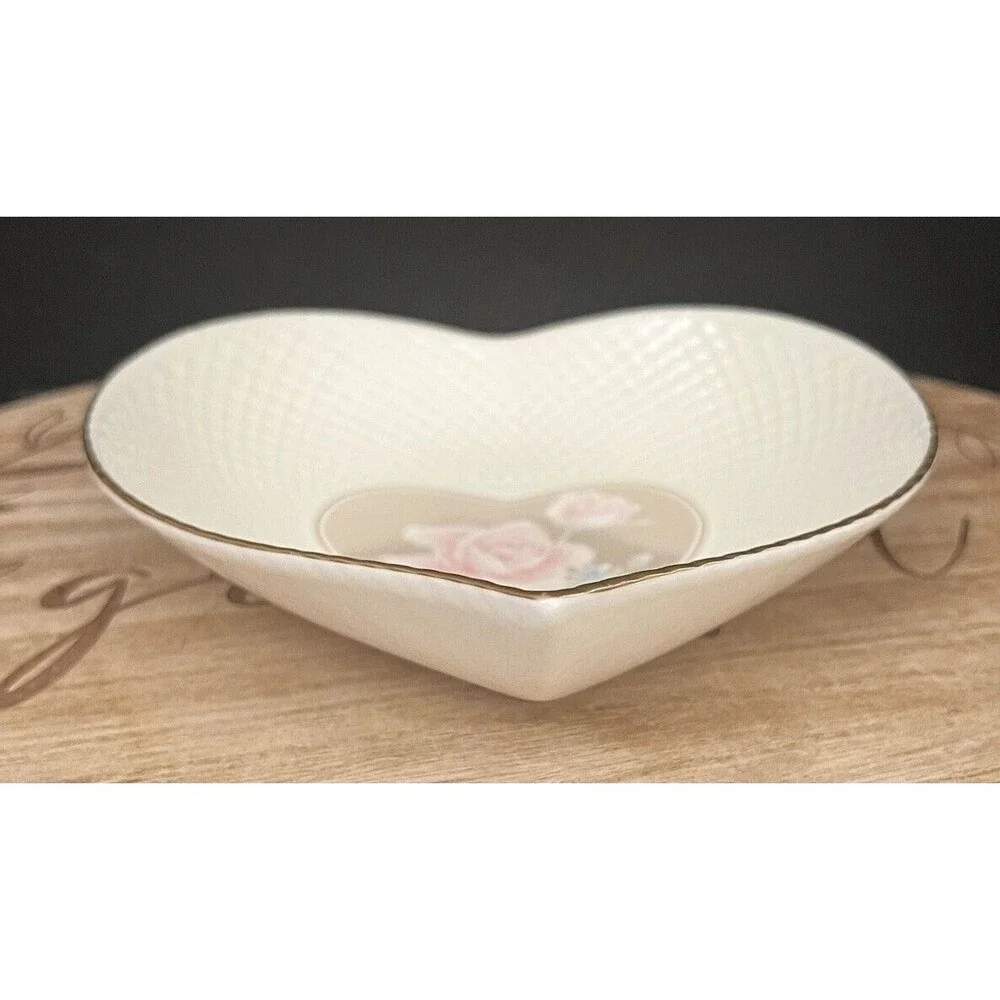 Mikasa ROSE DUET Taupe Heart Candy Dish Ivory Bone China Japan 6